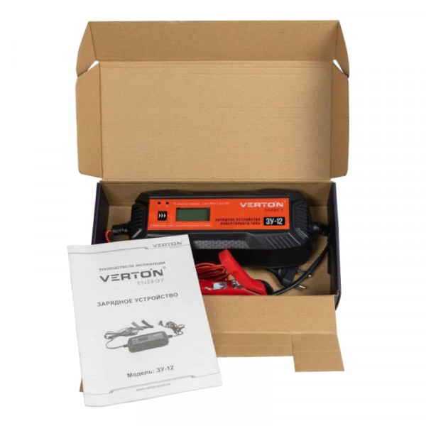Зарядное устройство VERTON Energy ЗУ-12 (230/50 В/Гц, 80Вт,12/24 В,20-150Ач, LCD)
